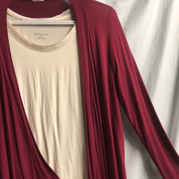 Burgundy extra small essentials cardigan waterfall cardigan - Picture 4 of 8